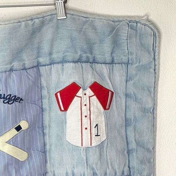 Lambs & Ivy Vintage Sports Theme Embroidered Baby Comforter Tapestry 33” x 40” - Picture 3 of 13